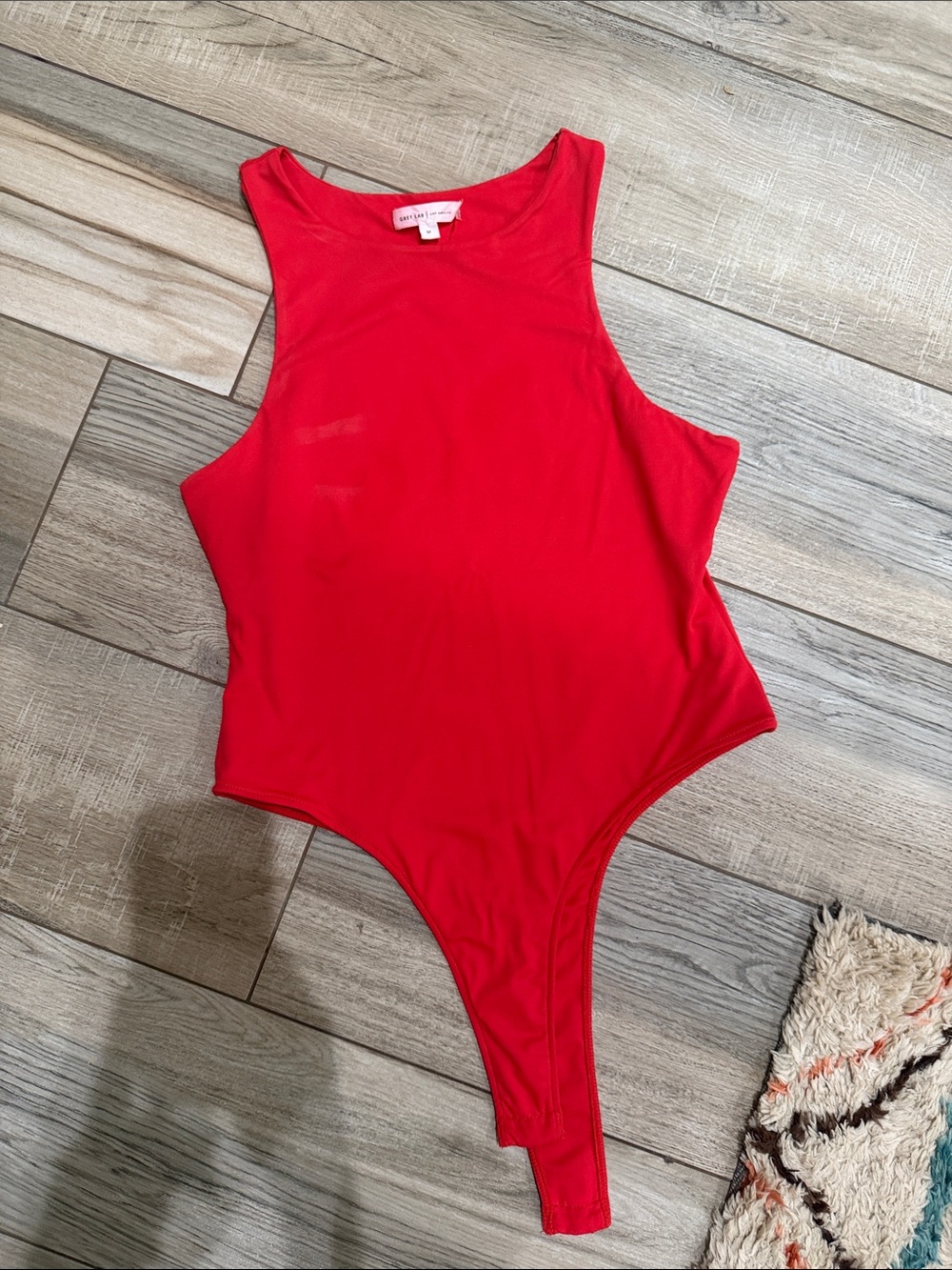 GREY LAB Red Sleeveless One-Piece Bodysuit
